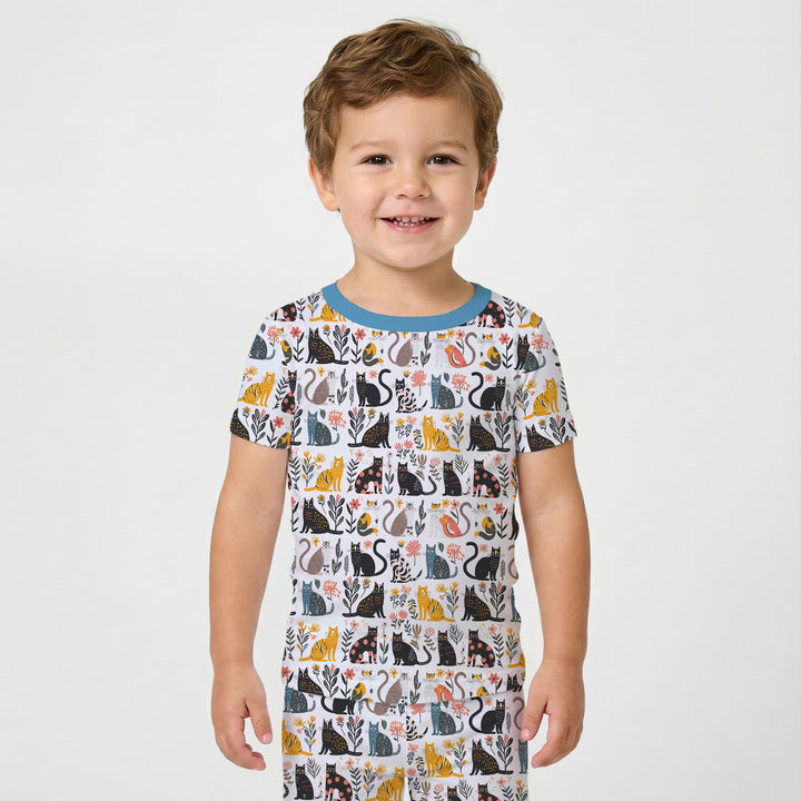 Botanical Cats Two Piece Short Sleeve Pajama Set