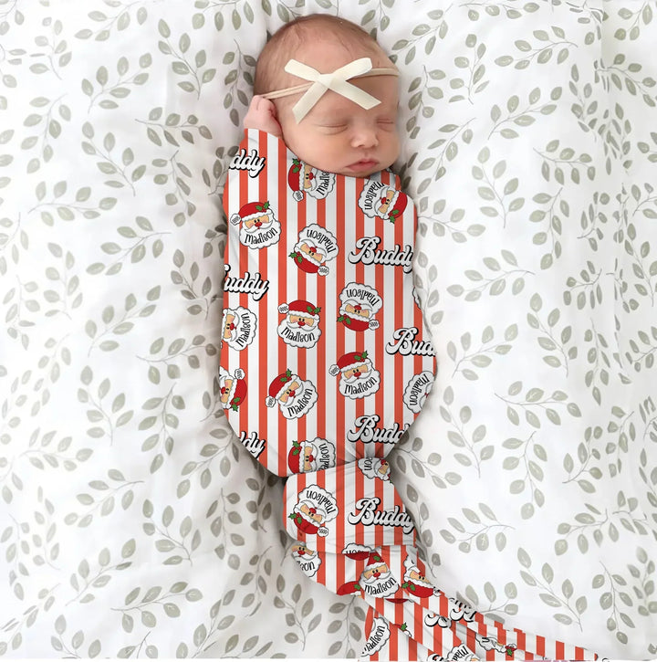Christmas Santa Claus Custom Name Buddy Swaddle Blanket