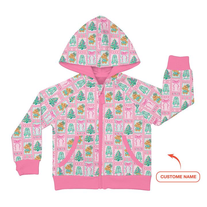 Custom Name "Merry Pink Christmas" Zip Hoodie
