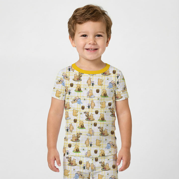 Bear & Friends Yellow Plaid Two Piece Short Sleeve Pajama Set