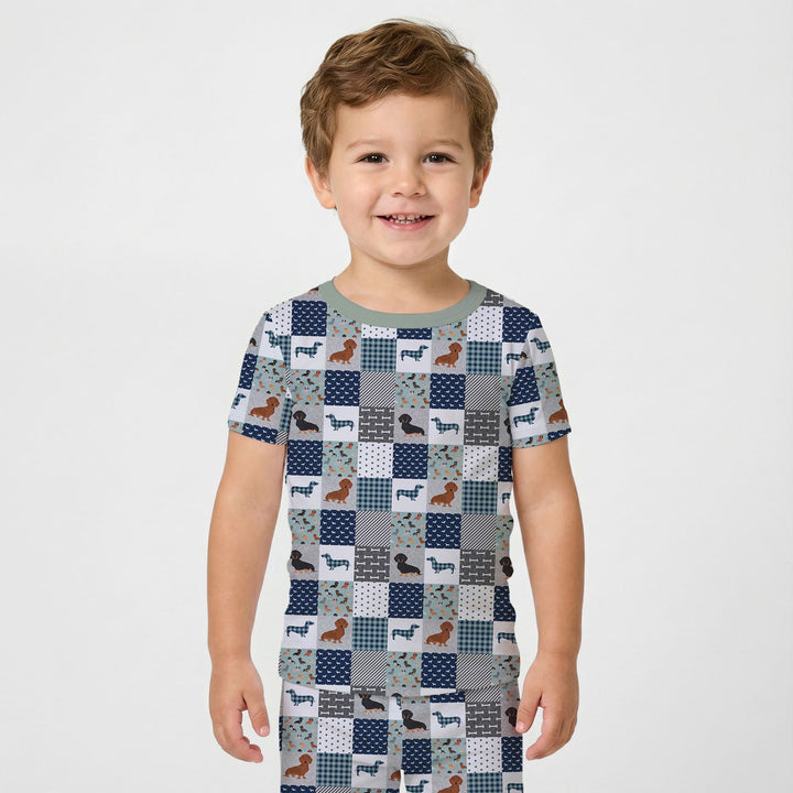 Playful Dachshund Delight Two Piece Short Sleeve Pajama Set