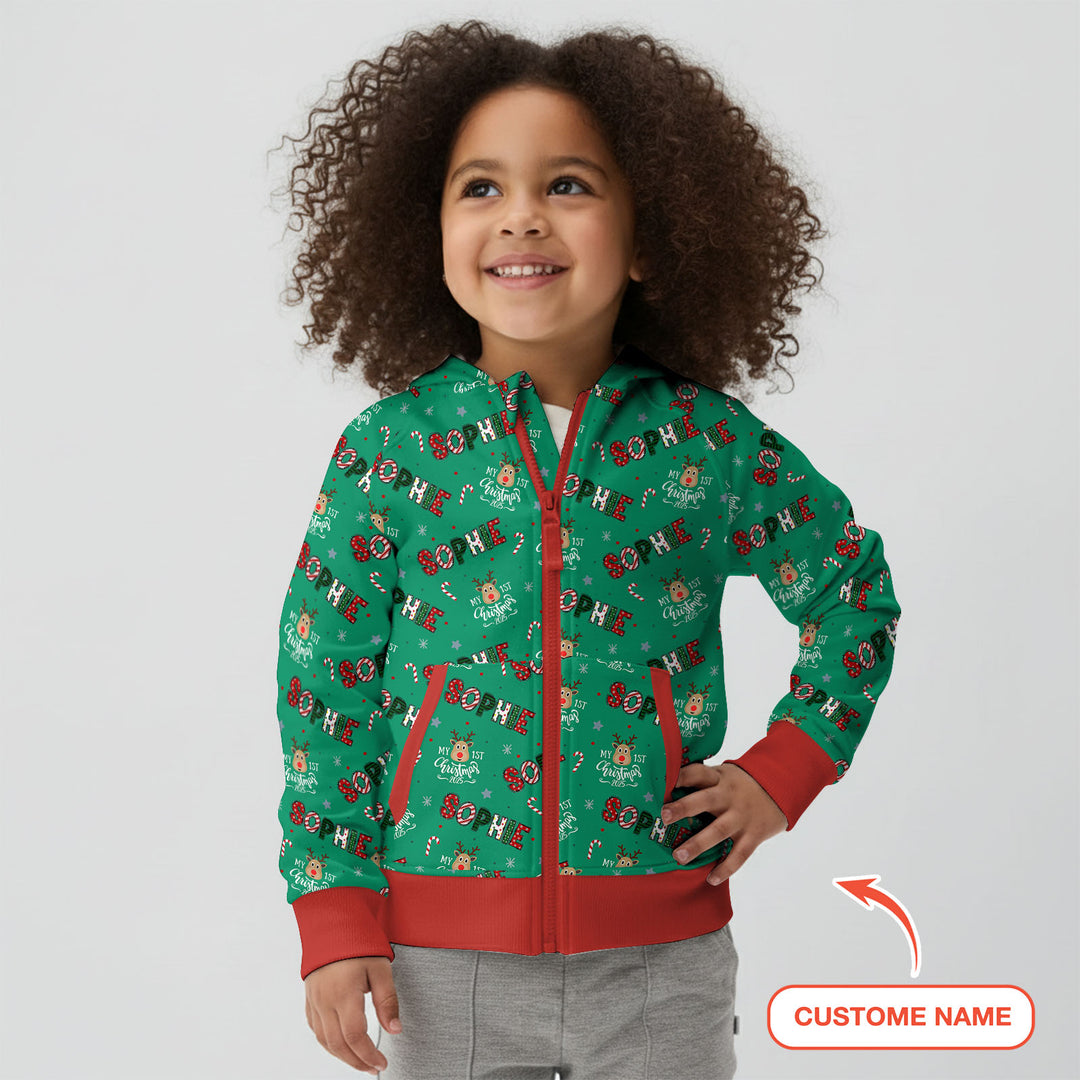 Custom Name "My First Christmas" Zip Hoodie