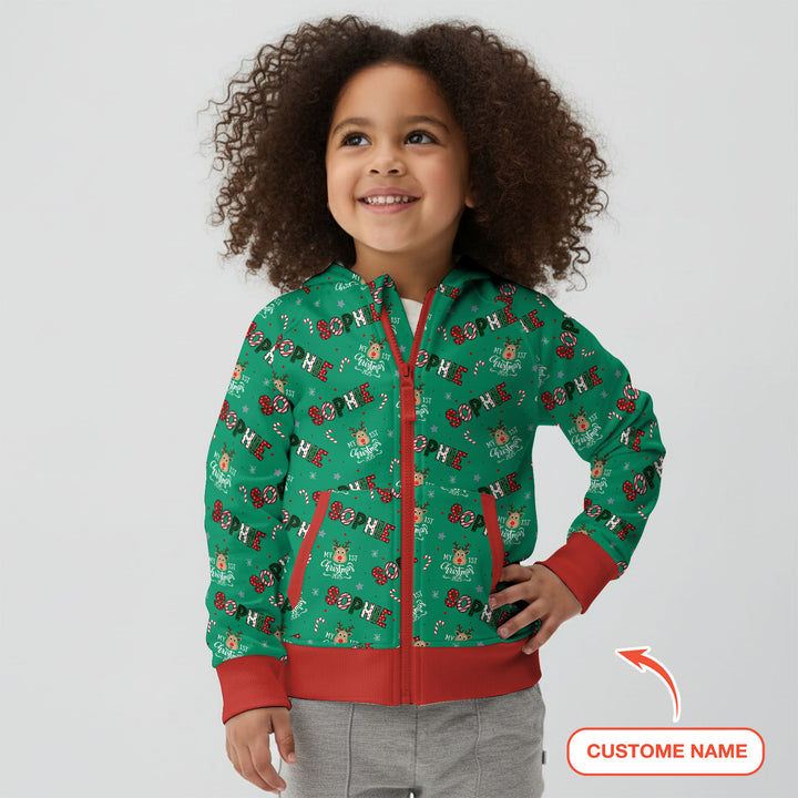 Custom Name "My First Christmas" Zip Hoodie