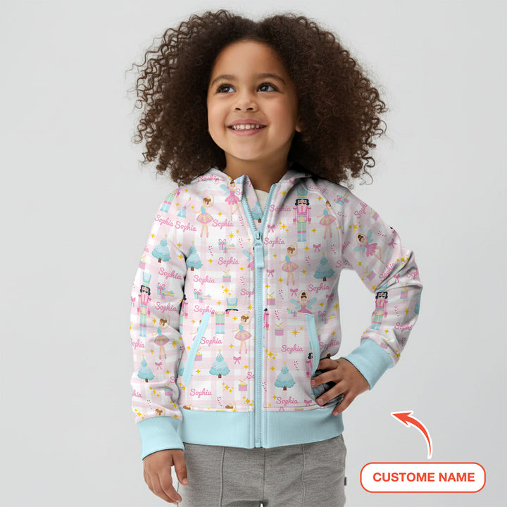 Nutcracker And Ballerinas Custom Name Zip Hoodie