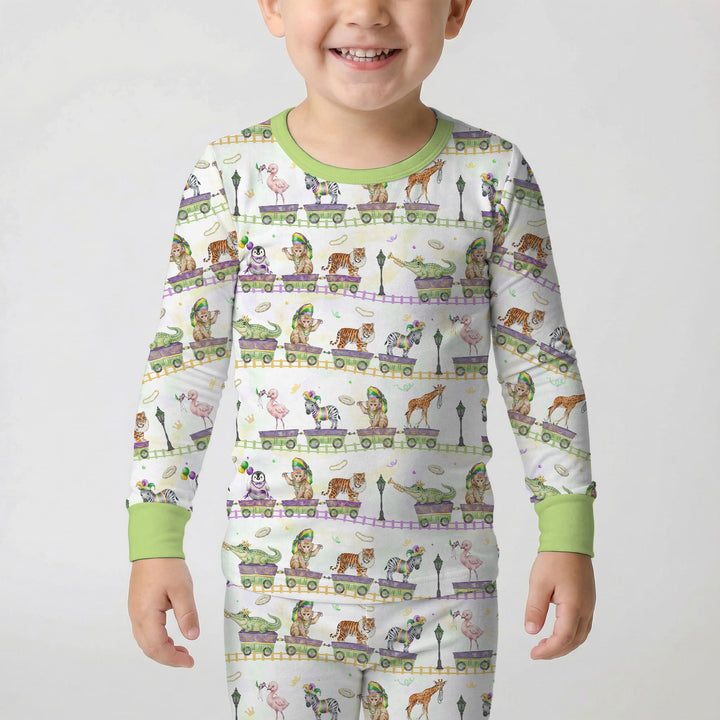 Mardi Gras Jungle Krewe Two Piece Long Sleeve Pajama Set