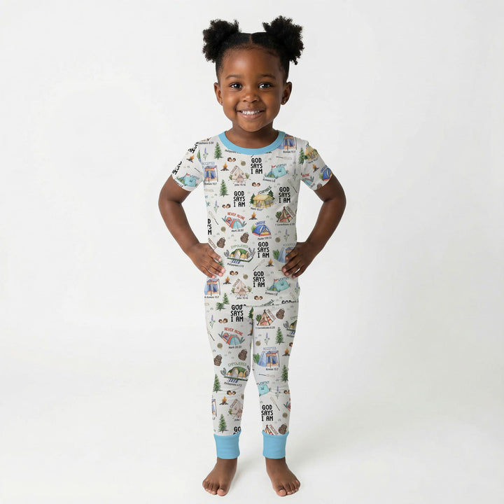God Says I Am – Adventure Affirmations Two Piece Short Sleeve Pajama Set