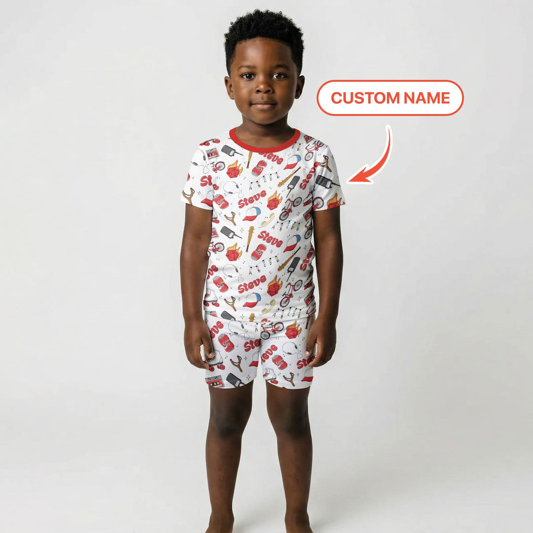 Custom Name Kids Adventure Two Piece Short Sleeve Shorts Pajama Set