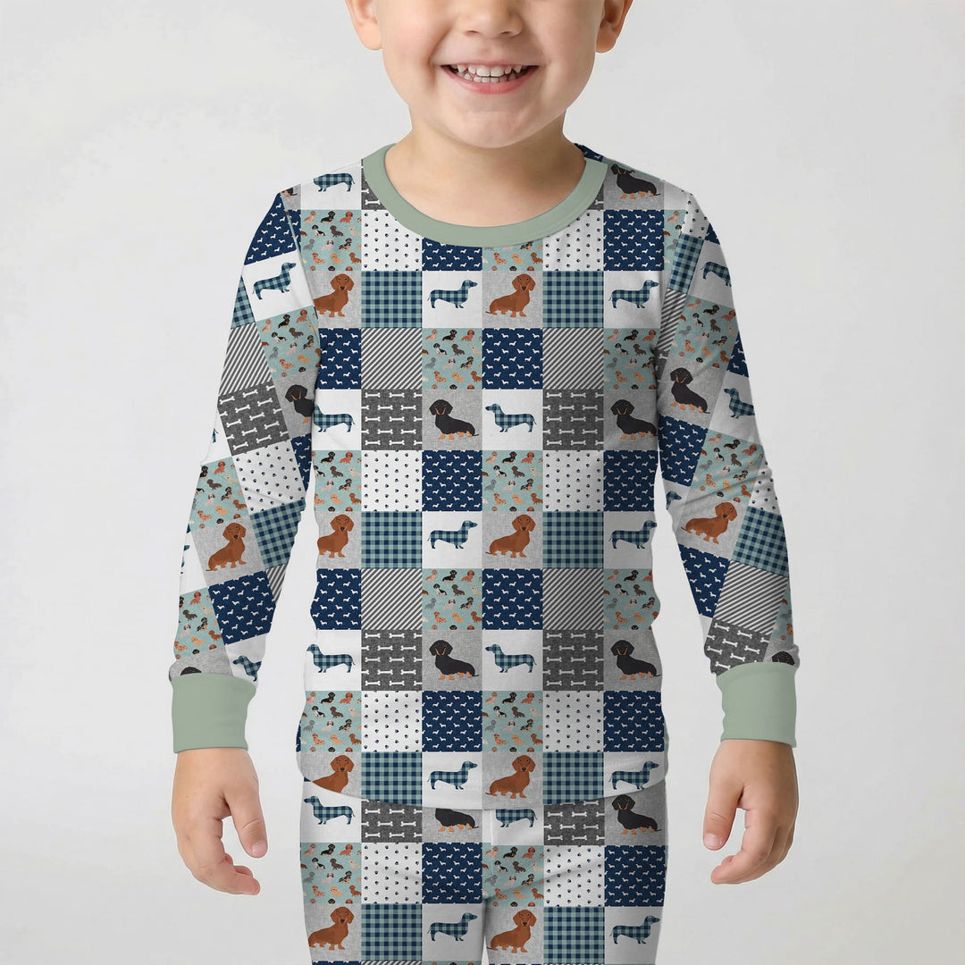 Playful Dachshund Delight Two Piece Long Sleeve Pajama Set
