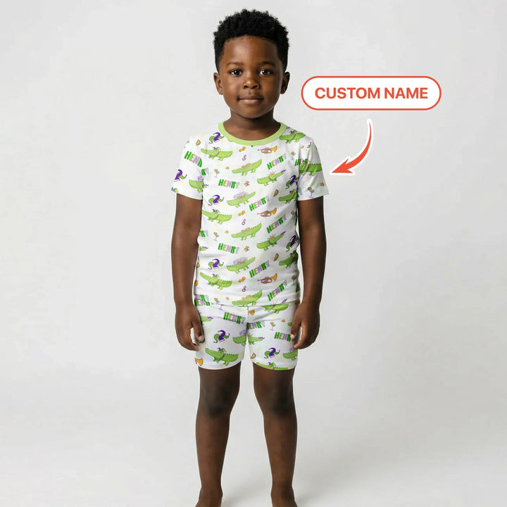 Zweiteiliges Pyjama-Set mit kurzen Ärmeln und Shorts im Sommer-Design