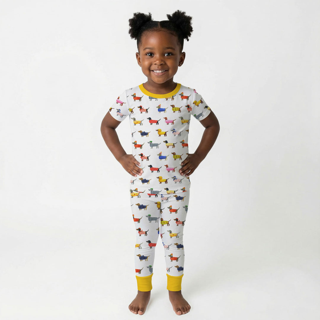 Dachshund Fashion Winnier Two Piece Short Sleeve Pajama Set