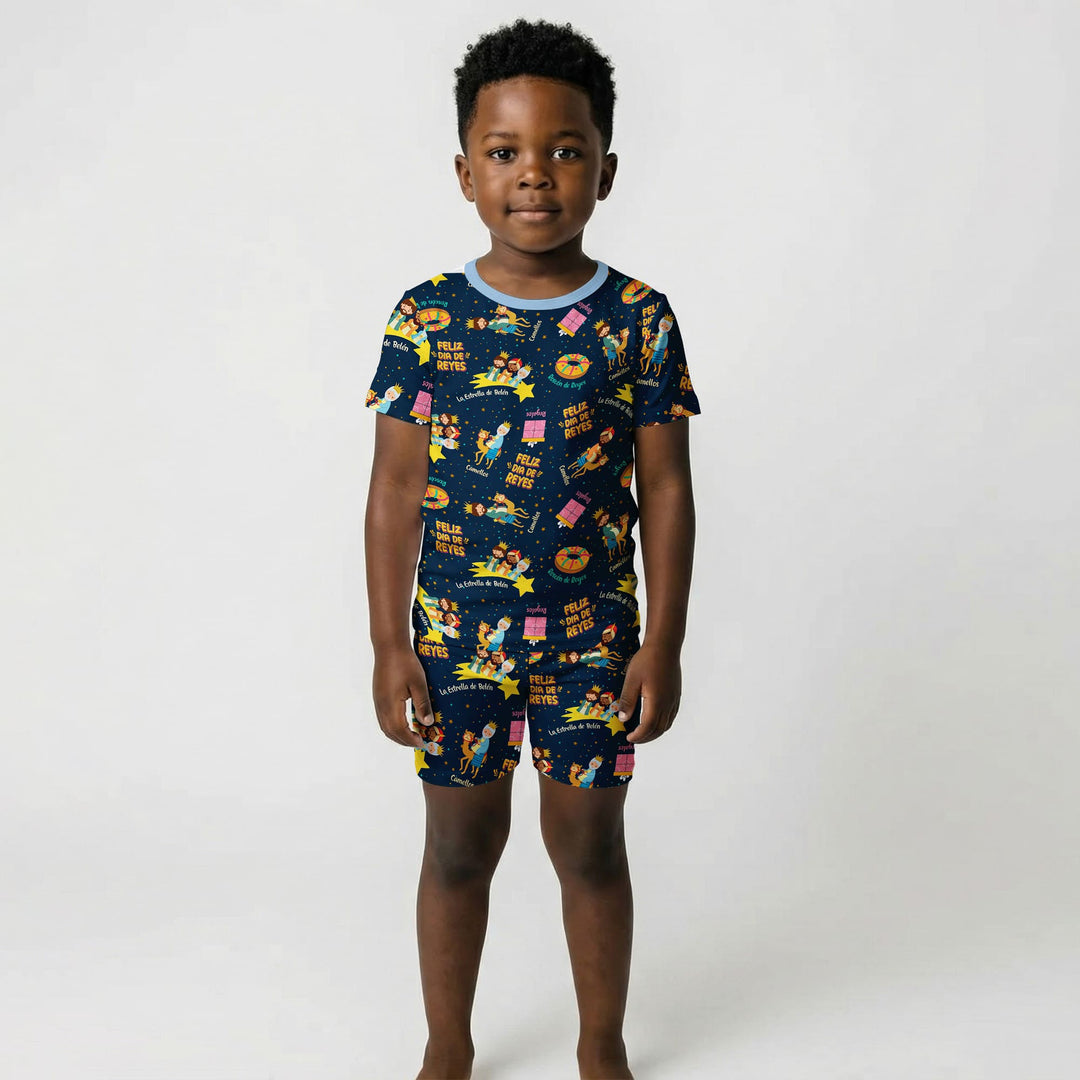Feliz Dia de Reyes Two Piece Short Sleeve Shorts Pajama Set
