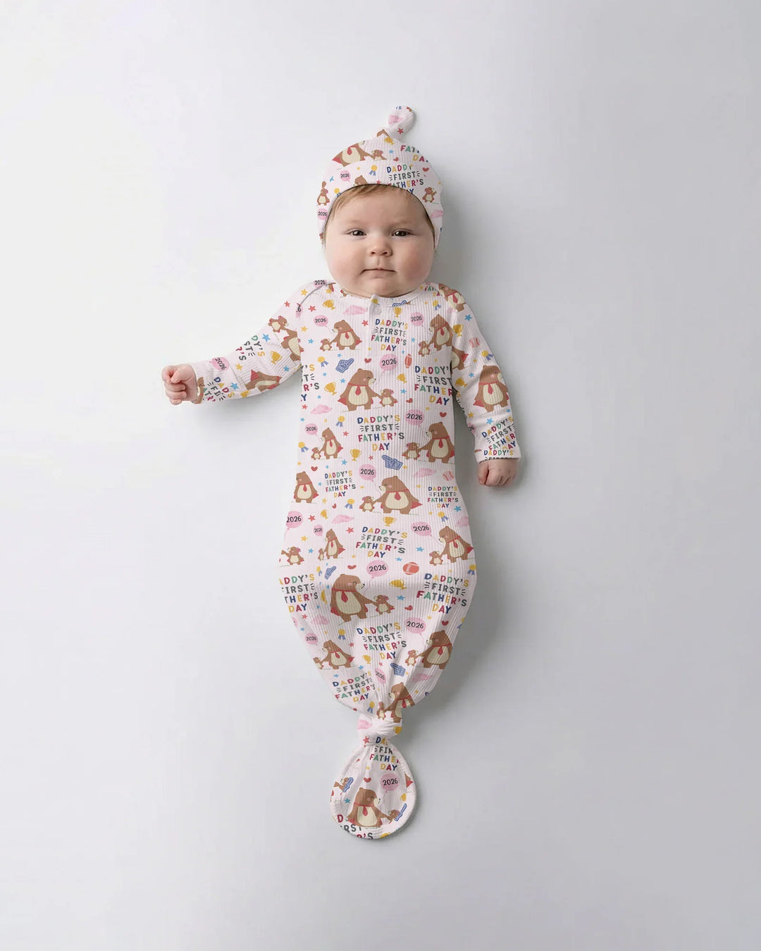 First Father's Day Daddy Bear Family Matching Bamboo Knot Gown