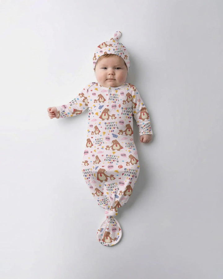 First Father's Day Daddy Bear Family Matching Bamboo Knot Gown