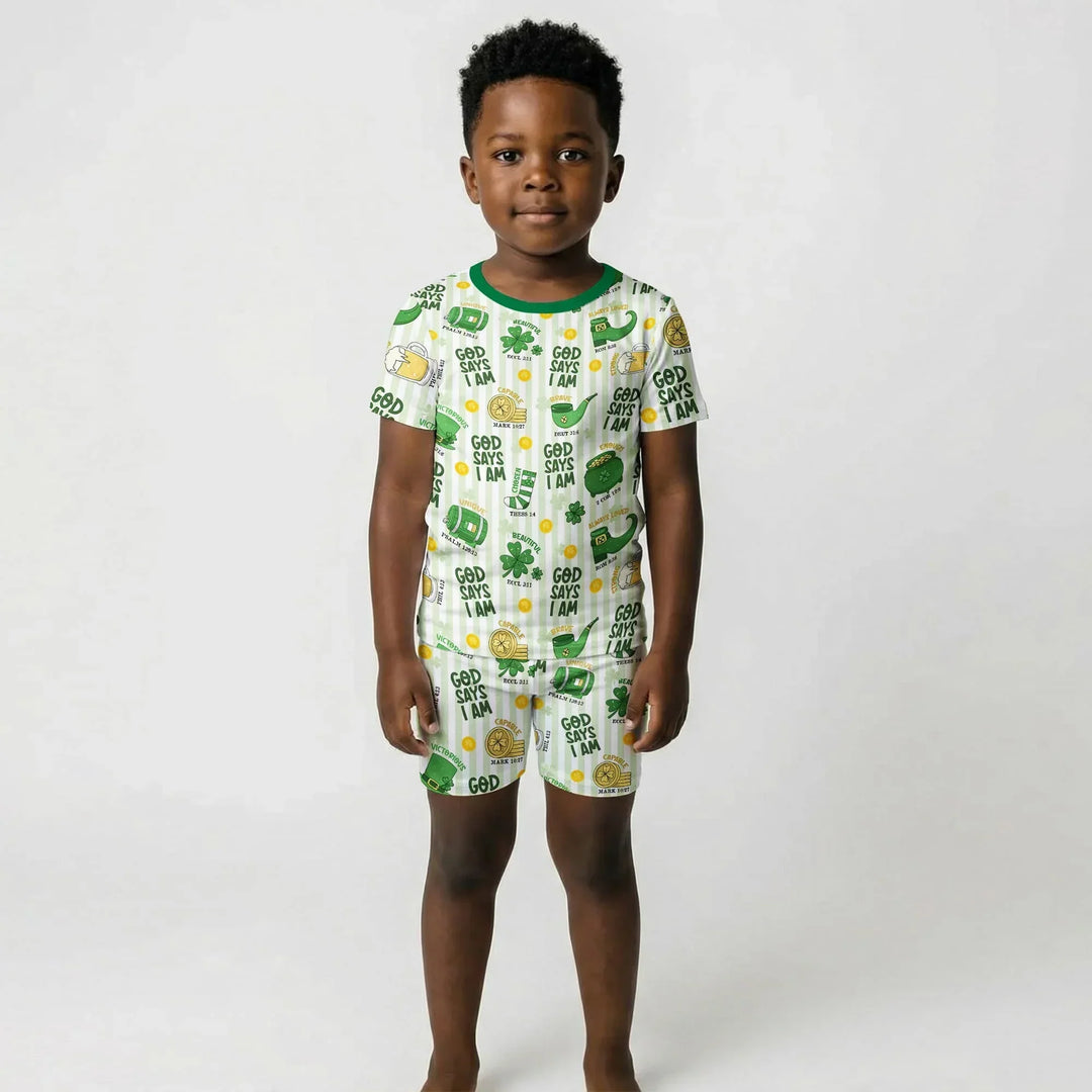 God Says I Am - Lucky & Loved Two Piece Short Sleeve Shorts Pajama Set