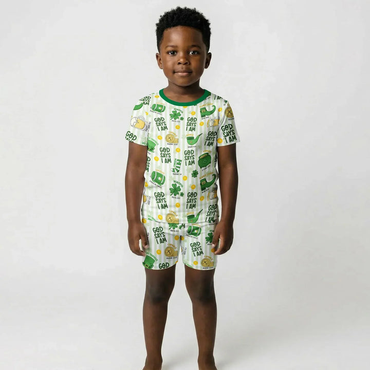 God Says I Am - Lucky & Loved Two Piece Short Sleeve Shorts Pajama Set