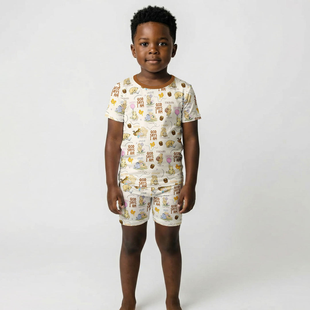 Template Zweiteiliges Pyjama-Set mit kurzen Ärmeln und Shorts
