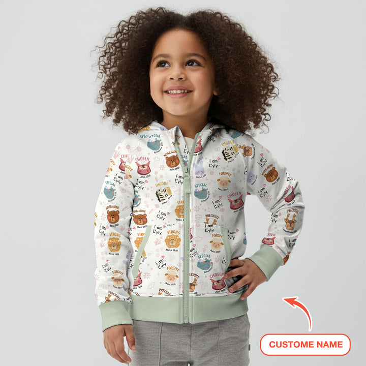 God’s Little Zoo Custom Name  Zip Hoodie