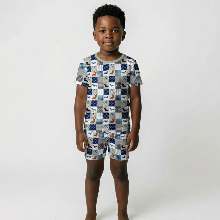 Playful Dachshund Delight Two Piece Short Sleeve Shorts Pajama Set