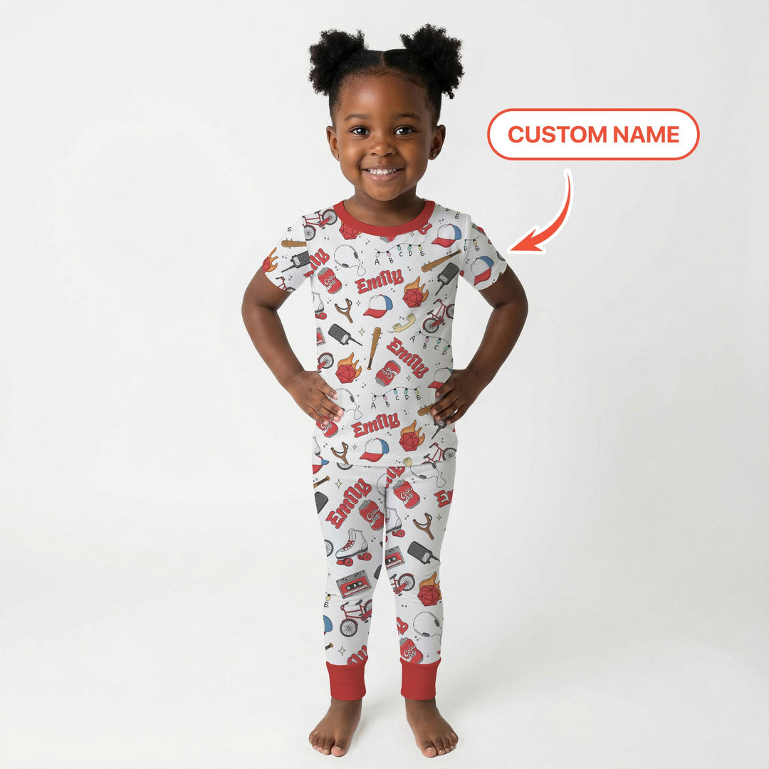 Custom Name Kids Adventure Two Piece Short Sleeve Pajama Set