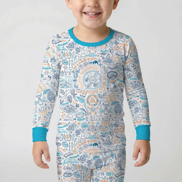 Zweiteiliges Langarm-Pyjama-Set mit Sommerfrüchten