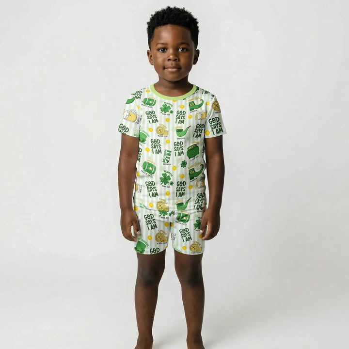 God Says I Am - Lucky & Loved Two Piece Short Sleeve Shorts Pajama Set
