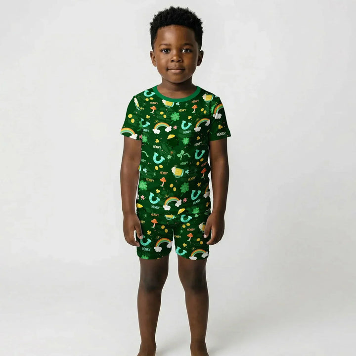 Zweiteiliges Pyjama-Set mit kurzen Ärmeln und Shorts im Sommer-Design