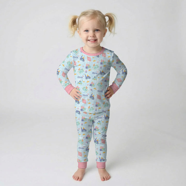 Zweiteiliges Langarm-Pyjama-Set mit Sommerfrüchten