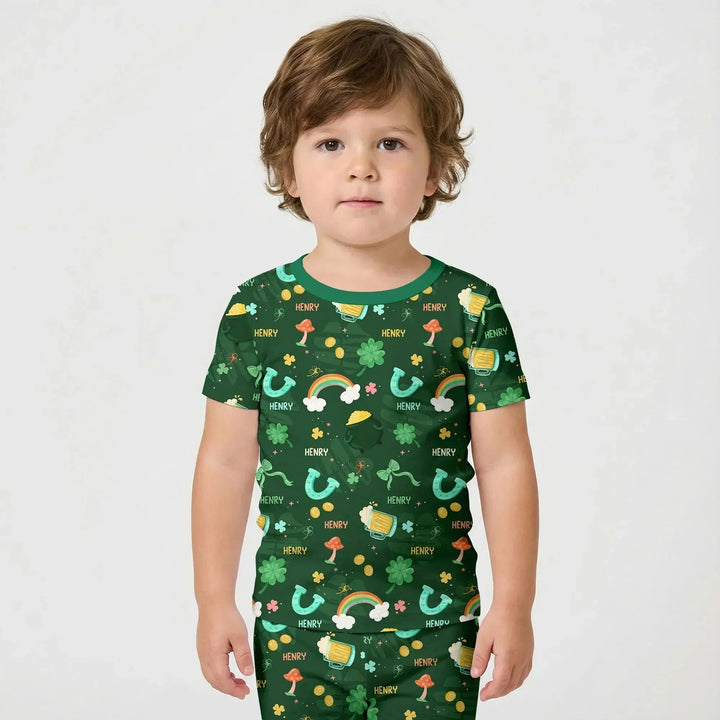Zweiteiliges Pyjama-Set mit kurzen Ärmeln und Shorts im Sommer-Design