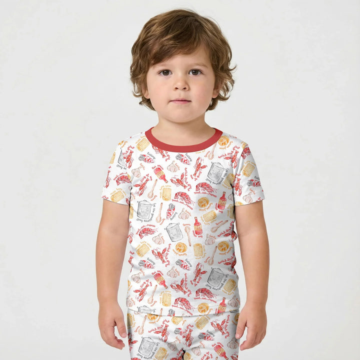 Template Zweiteiliges Pyjama-Set mit kurzen Ärmeln und Shorts