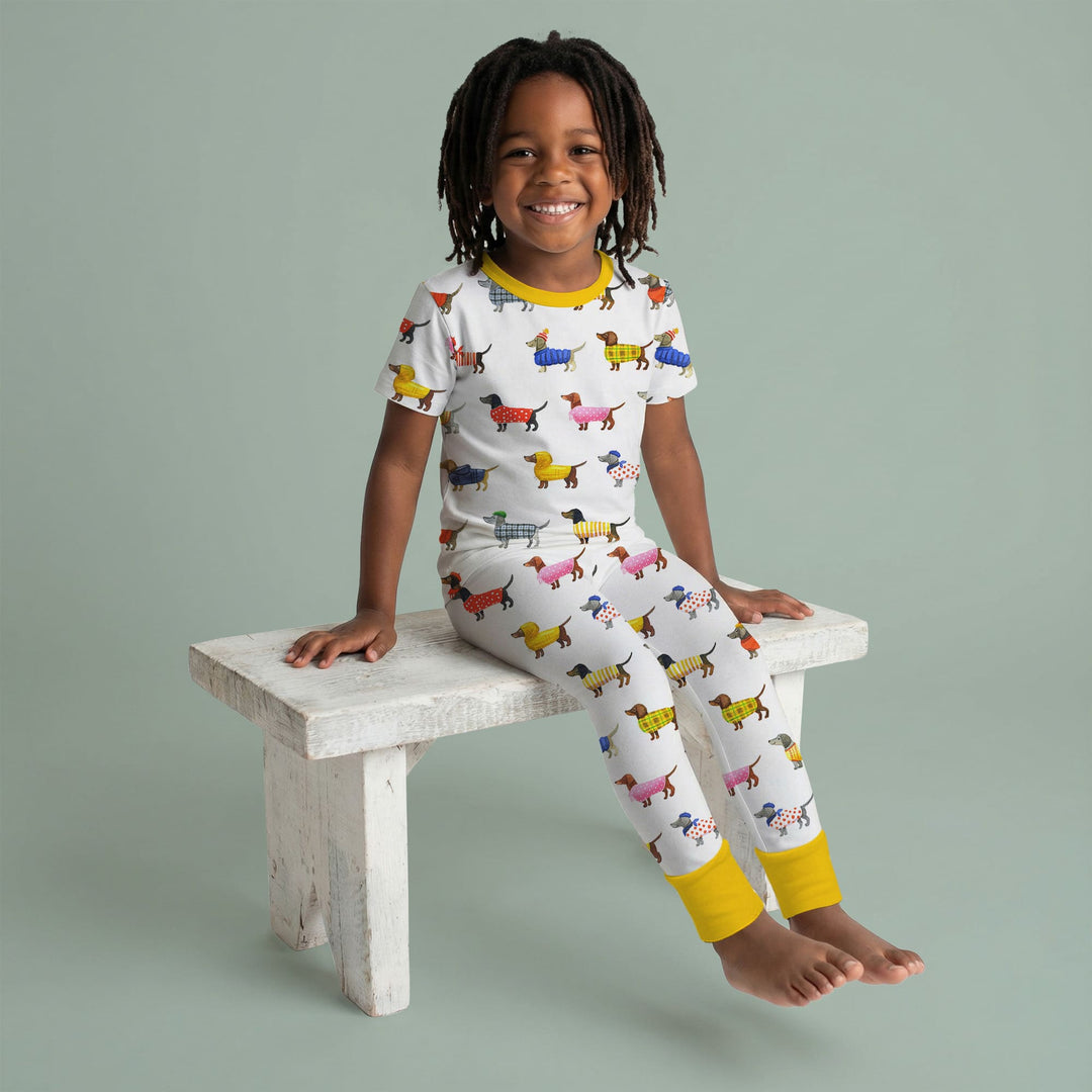 Dachshund Fashion Winnier Two Piece Short Sleeve Pajama Set