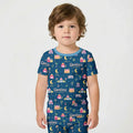 Ramadán Kareem Conjunto de Pijama de Dos Piezas de Bambú a Juego para la Familia con Camiseta de Manga Corta y Pantalones Cortos