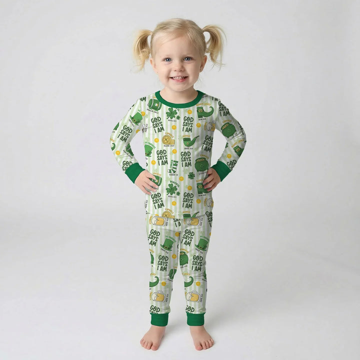 God Says I Am - Lucky & Loved Two Piece Long Sleeve Pajama Set