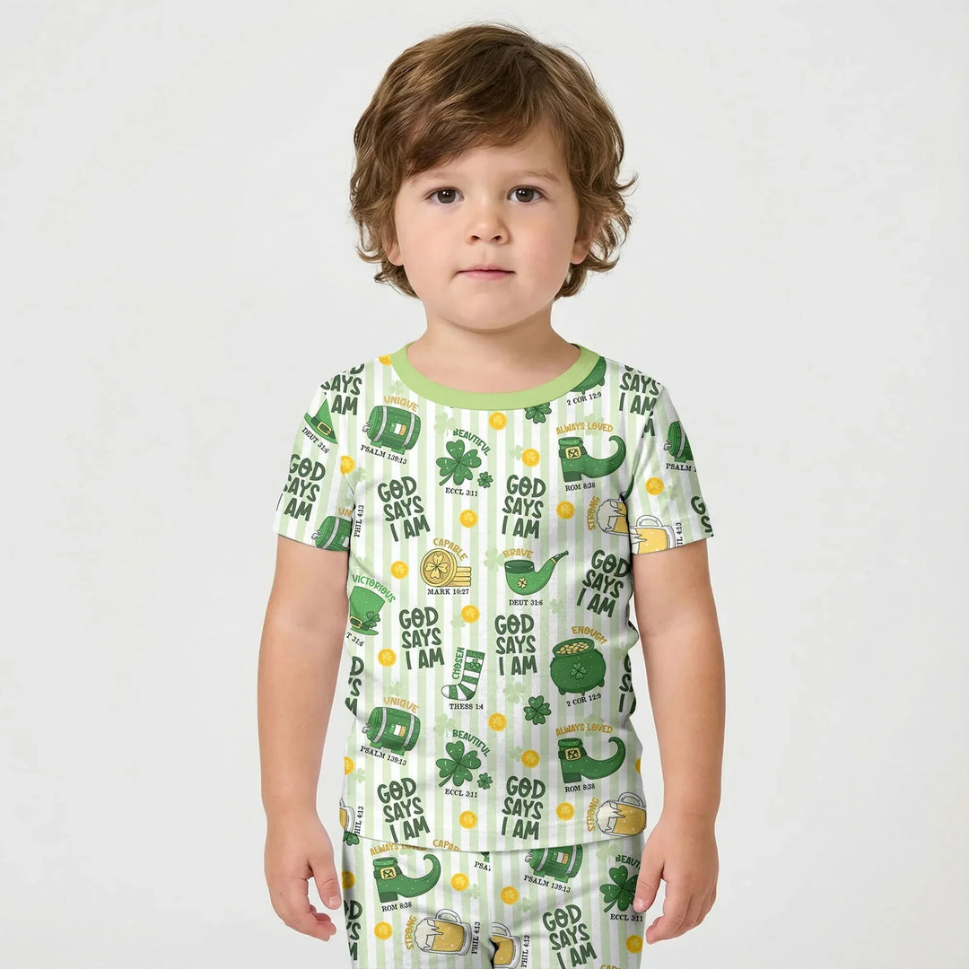 God Says I Am - Lucky & Loved Two Piece Short Sleeve Shorts Pajama Set