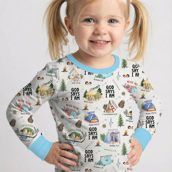God Says I Am – Adventure Affirmations Two Piece Long Sleeve Pajama Set