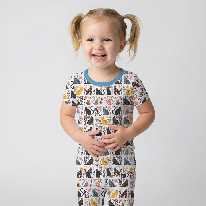 Botanical Cats Two Piece Short Sleeve Pajama Set
