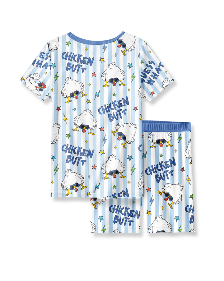 Guess What? Chicken Butt! Bamboo Two Piece Short Sleeve Shorts Pajama Set