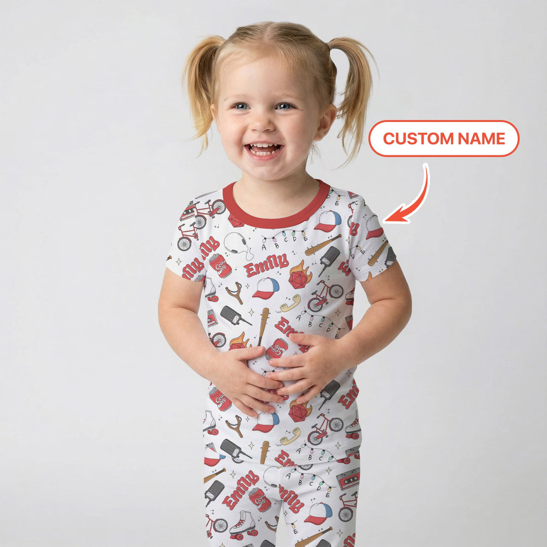 Custom Name Kids Adventure Two Piece Short Sleeve Pajama Set
