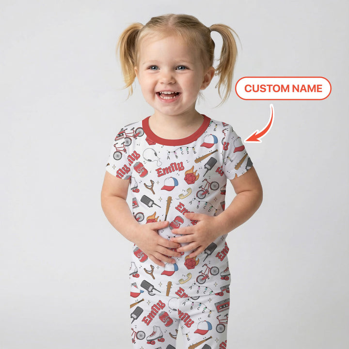 Custom Name Kids Adventure Two Piece Short Sleeve Pajama Set