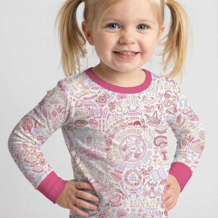 Zweiteiliges Langarm-Pyjama-Set mit Sommerfrüchten