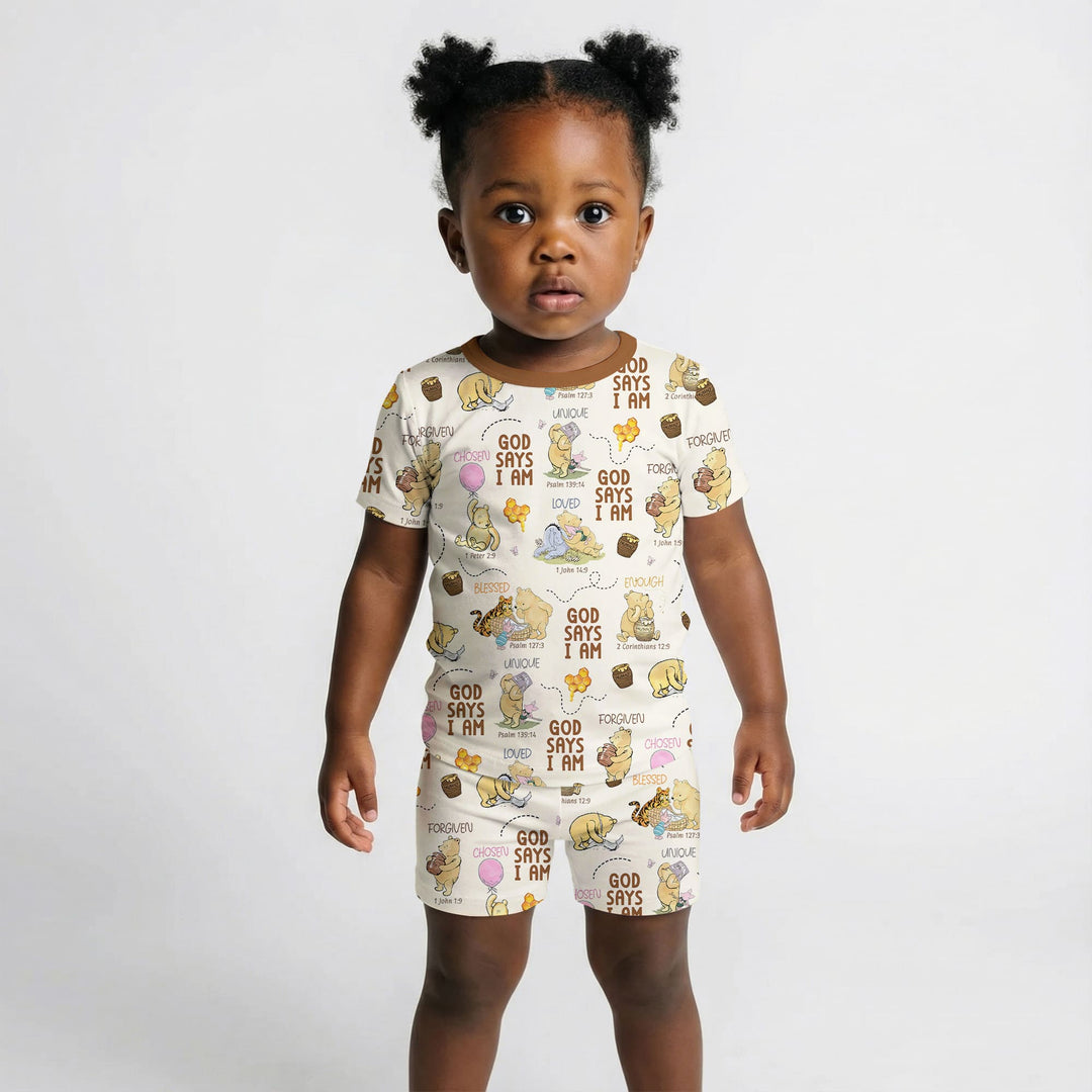 Template Zweiteiliges Pyjama-Set mit kurzen Ärmeln und Shorts