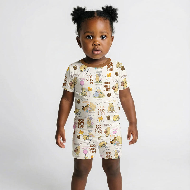 Template Zweiteiliges Pyjama-Set mit kurzen Ärmeln und Shorts