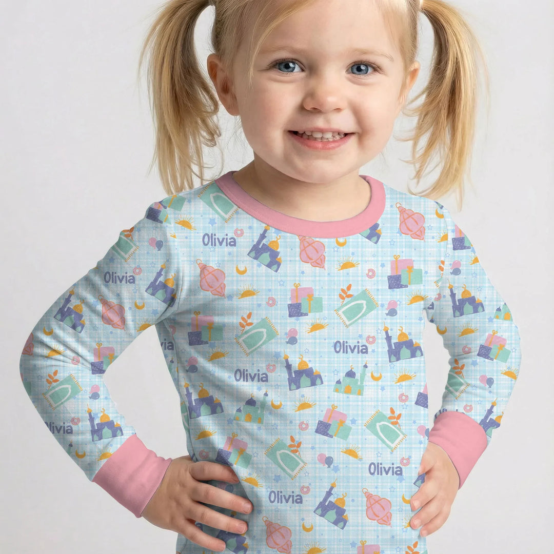 Zweiteiliges Langarm-Pyjama-Set mit Sommerfrüchten