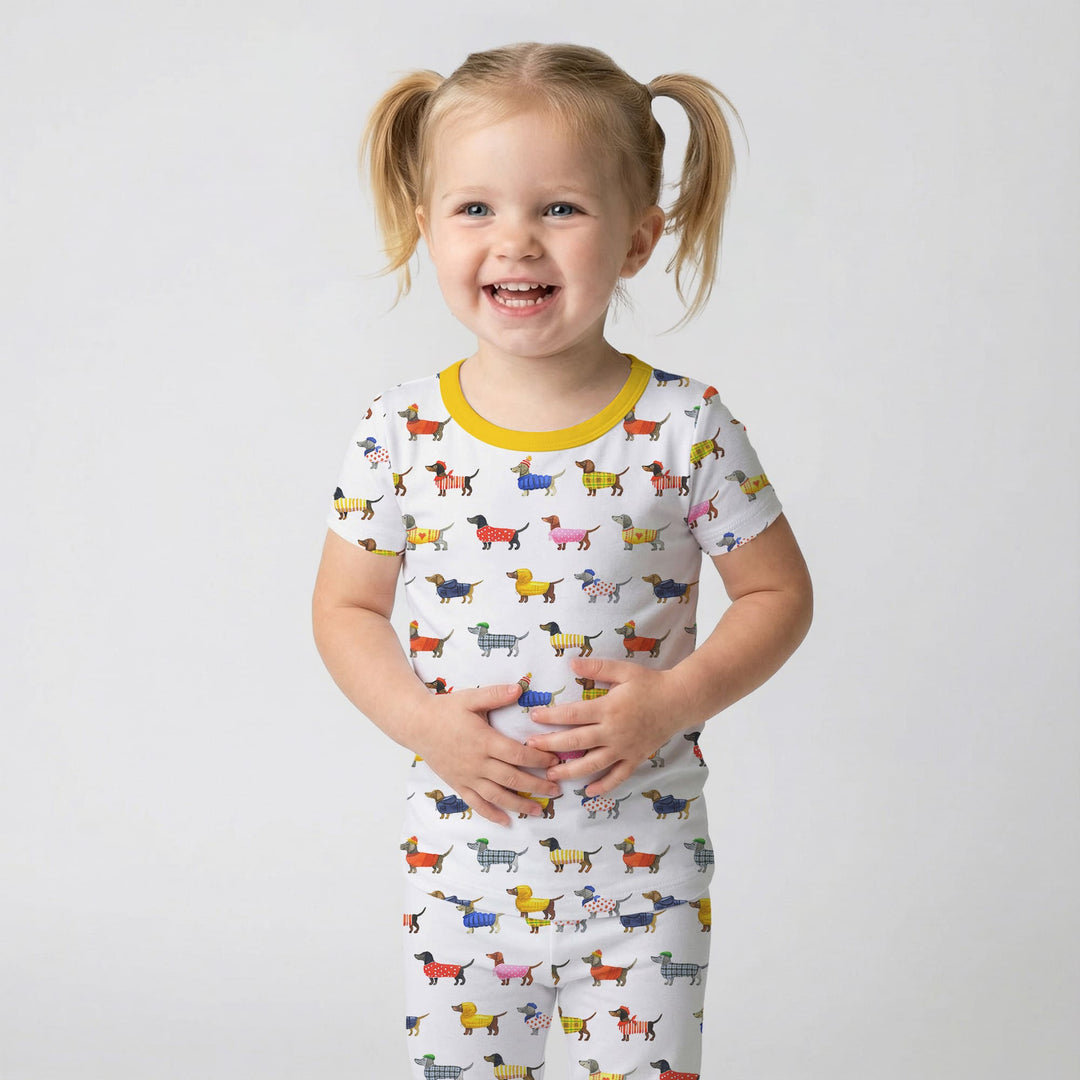 Dachshund Fashion Winnier Two Piece Short Sleeve Pajama Set