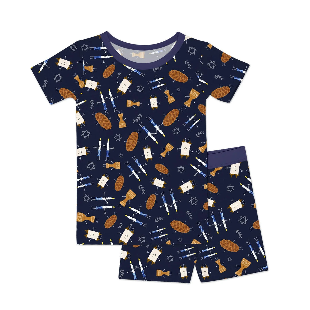 Shabbat Shalom Family Matching Two Piece Short Sleeve Shorts Pajama Set