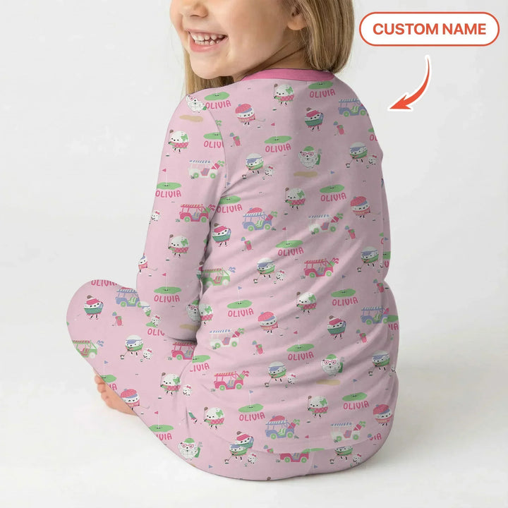 Cute Golf ball Two Piece Long Sleeve Pajama Set