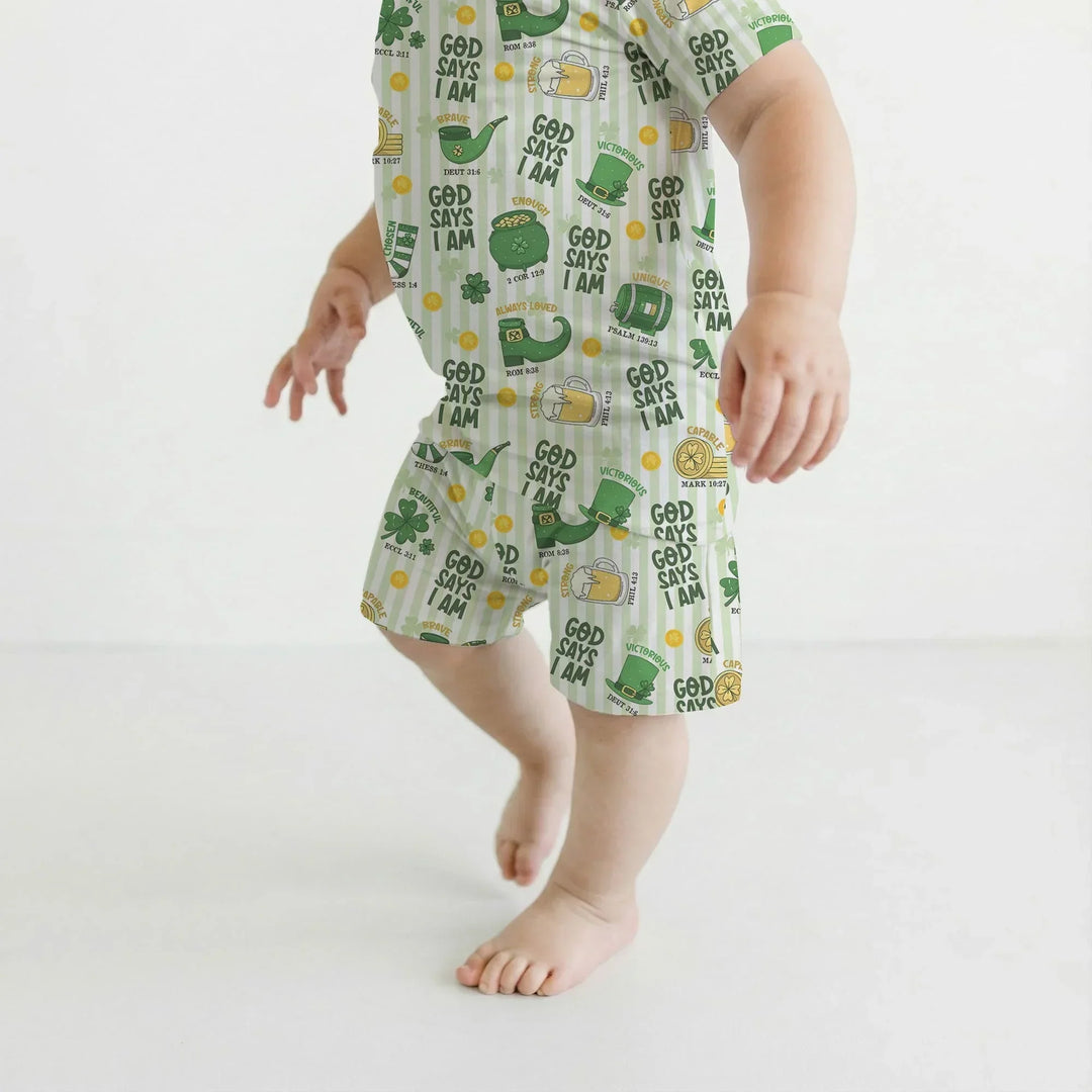 God Says I Am - Lucky & Loved Two Piece Short Sleeve Shorts Pajama Set