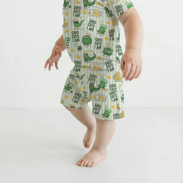 God Says I Am - Lucky & Loved Two Piece Short Sleeve Shorts Pajama Set