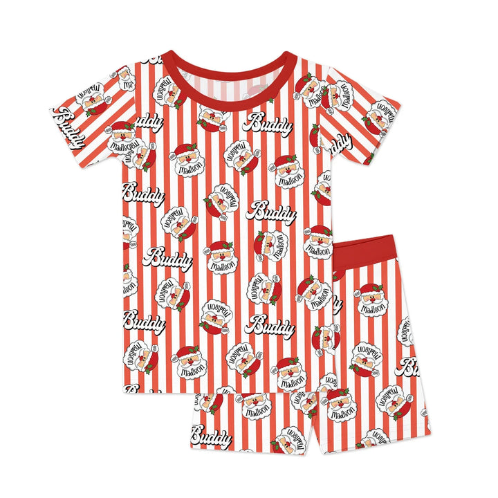 Christmas Santa Claus Custom Name Buddy Two Piece Short Sleeve Shorts Pajama Set