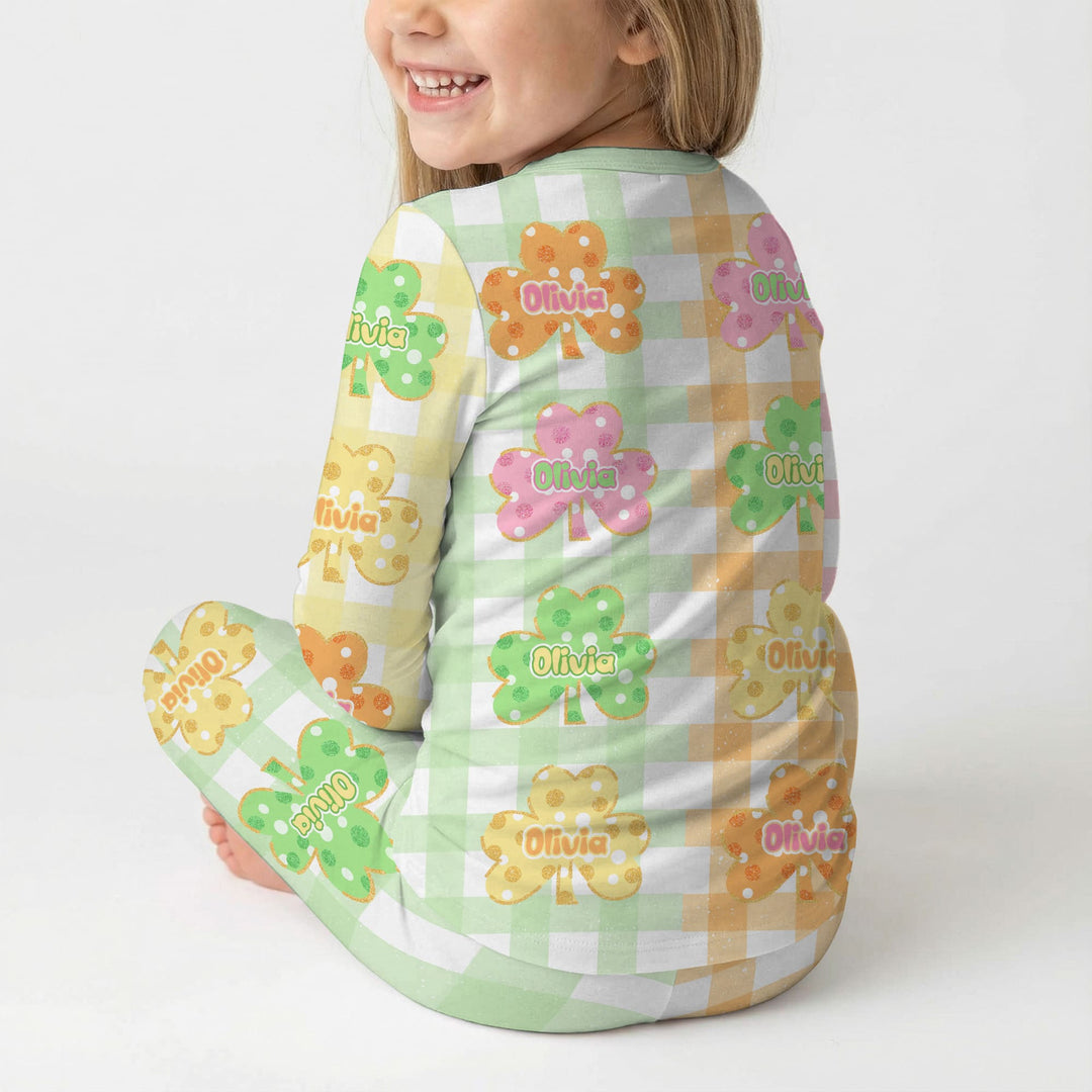 Lucky Shamrock Two Piece Long Sleeve Pajama Set