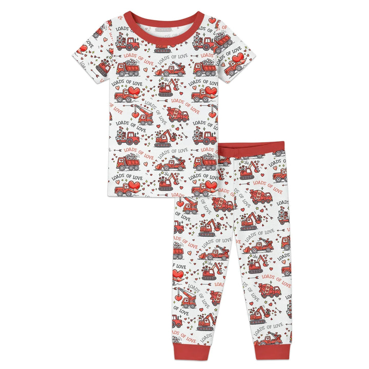 Construction Trucks Loads of Love Two Piece Short Sleeve Pajama Set